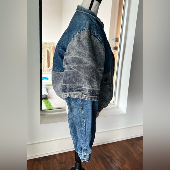 VINTAGE 80’S GUESS DENIM JACKET MEDIUM TWO TONE - Picture 2 of 12
